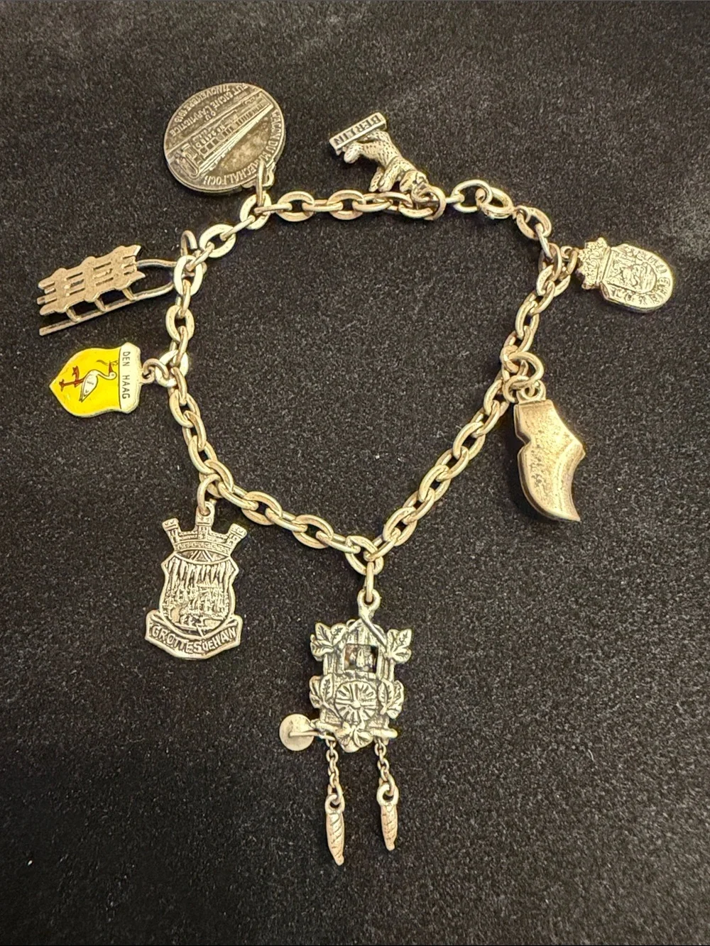 MCM 925 Stamped European Travel Souvenir Charm Bracelet